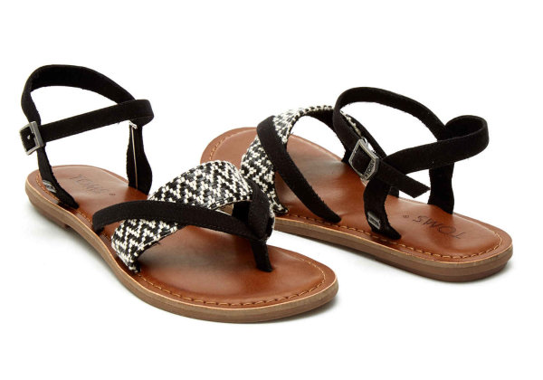 TOMS Sandale Lexie Black White Woven