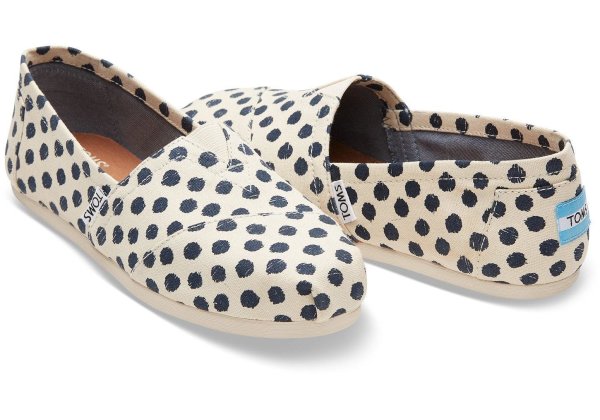 TOMS Espadrille Alpargata Natural/Navy Polka Dot
