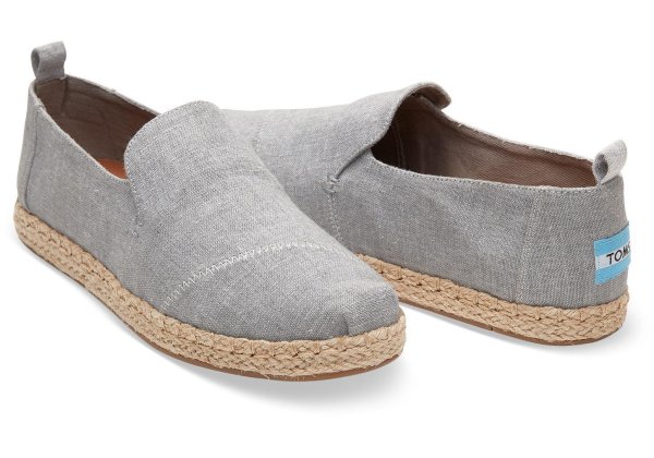 TOMS Espadrille Deconstructed Drizzle Grey Slub Chambray