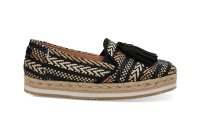 TOMS Espadrille Palma Black Geometric Woven with Tassel